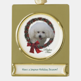 Bichon Frise Christmas Banner-Ornament Gold