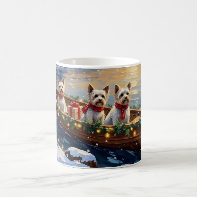 Bichon Frise Christmas Boat Holiday Kaffeetasse (Mittel)