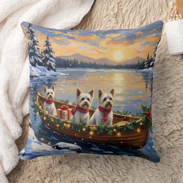Bichon Frise Christmas Boat Holiday Kissen (Decke)