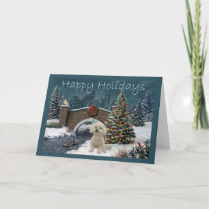 Bichon Frise Christmas Card Abend Feiertagskarte