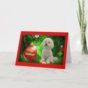 Bichon Frise Christmas Card Happy Holidays Feiertagskarte