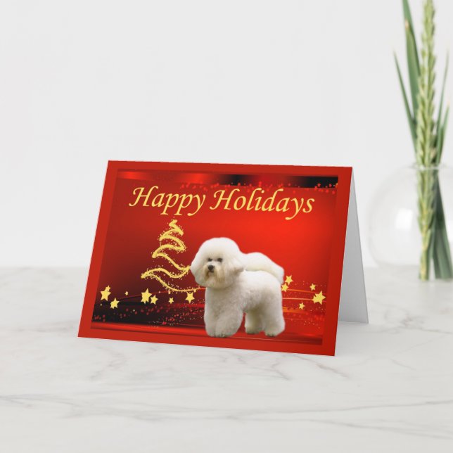 Bichon Frise Christmas Card Stars Feiertagskarte (Vorderseite)