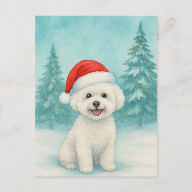Bichon Frise Christmas Card - Urlaubskarte Postkarte (Vorderseite)