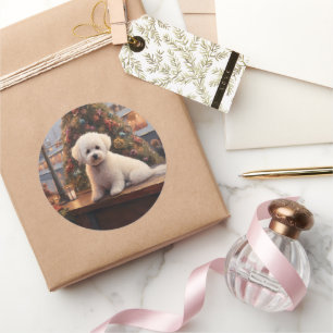 Bichon Frise Christmas Cruise: Pawsome Holiday Runder Aufkleber