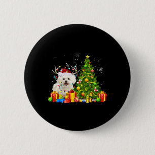 Bichon Frise Christmas Dog Lover Xmas Santa Button