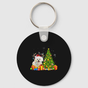 Bichon Frise Christmas Dog Lover Xmas Santa Schlüsselanhänger