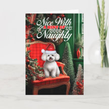 Bichon Frise Christmas Dog Naughty oder Nice
