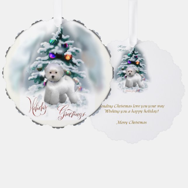 Bichon Frise Christmas Geschenke Ornament Karte (Vorderseite/Rückseite)