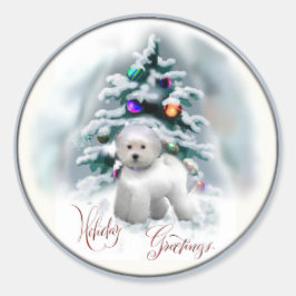 Bichon Frise Christmas Geschenke Runder Aufkleber