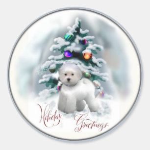 Bichon Frise Christmas Geschenke Runder Aufkleber