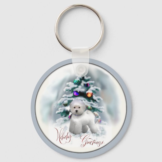 Bichon Frise Christmas Geschenke Schlüsselanhänger (Vorderseite)