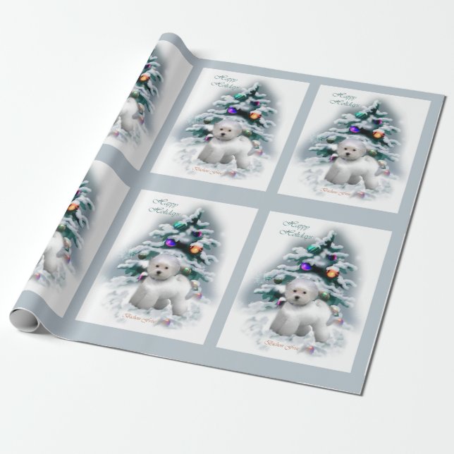 Bichon Frise Christmas Geschenkpapier (Ungerollt)