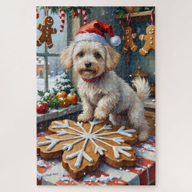 Bichon Frise Christmas Gingerbread Baking Holiday Puzzle (Vertikal)