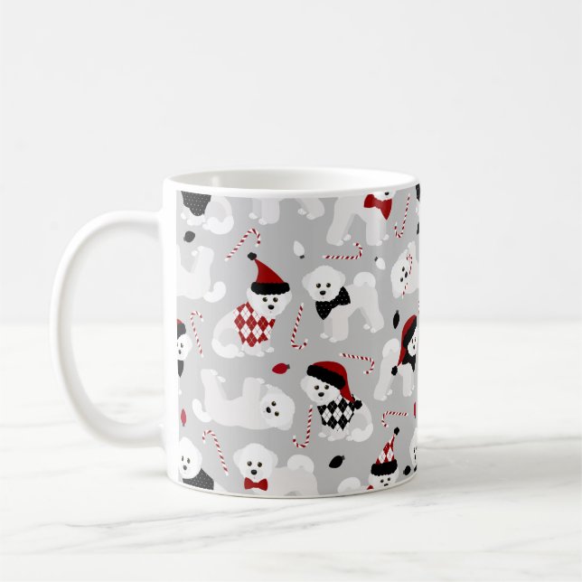 Bichon Frise Christmas Gray Kaffeetasse (Links)
