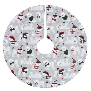 Bichon Frise Christmas Gray Polyester Weihnachtsbaumdecke