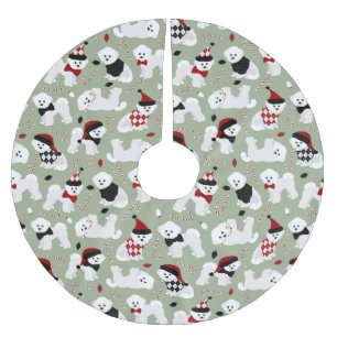 Bichon Frise Christmas Green Polyester Weihnachtsbaumdecke