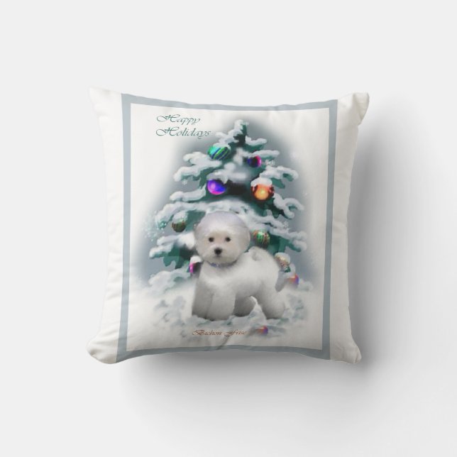 Bichon Frise Christmas Kissen (Vorderseite)