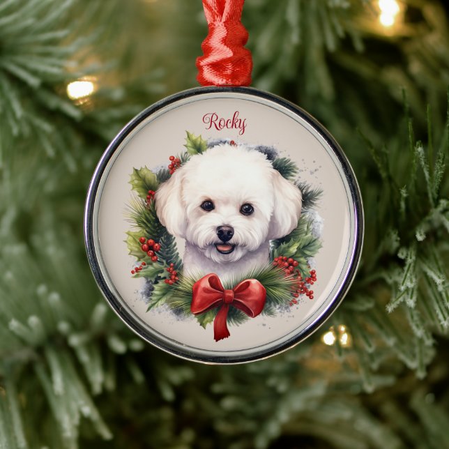 Bichon Frise Christmas Pet Memorial Hunde Zucht Ornament Aus Metall (Baum)