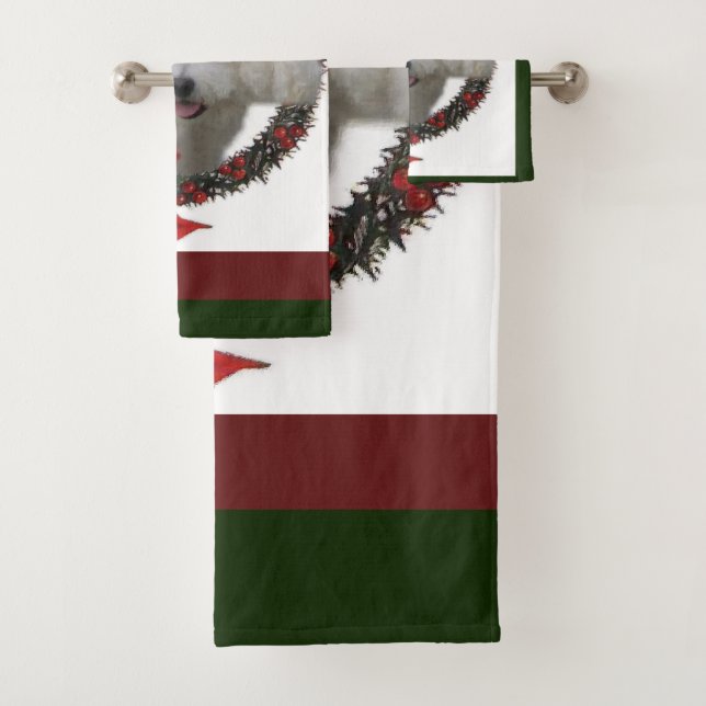 Bichon Frise Christmas Wreath Badhandtuch Set (Insitu)