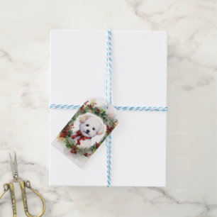 Bichon Frise Christmas Wreath Festivals Geschenkanhänger