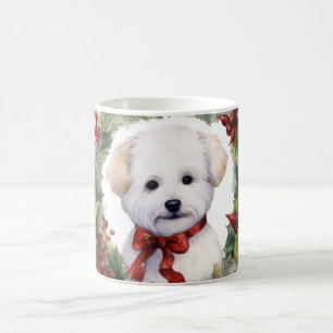 Bichon Frise Christmas Wreath Festivals Kaffeetasse