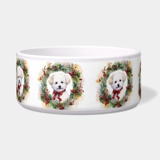 Bichon Frise Christmas Wreath Festivals Napf (Vorderseite)