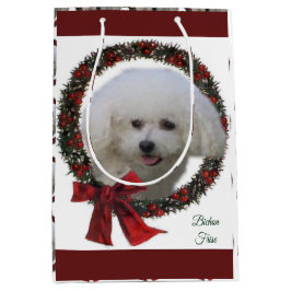 Bichon Frise Christmas Wreath Mittlere Geschenktüte