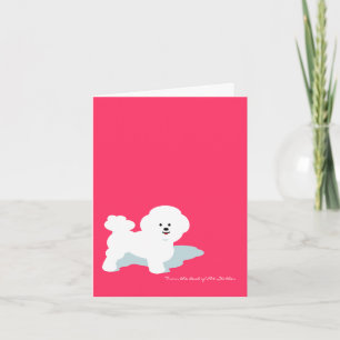 Bichon Frise Custom Note Card in Rosa Karte