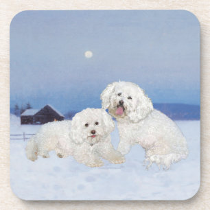 Bichon Frise Dezember Abend Getränkeuntersetzer