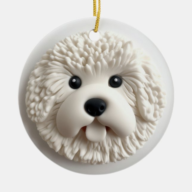 Bichon Frise Dog 3D Inspiriert Keramik Ornament (Vorne)