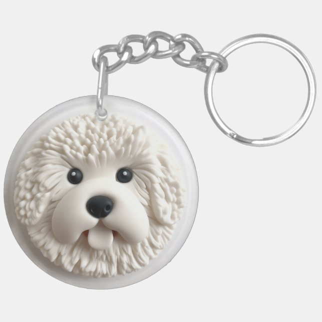 Bichon Frise Dog 3D Inspiriert Schlüsselanhänger (Rückseite rechts)