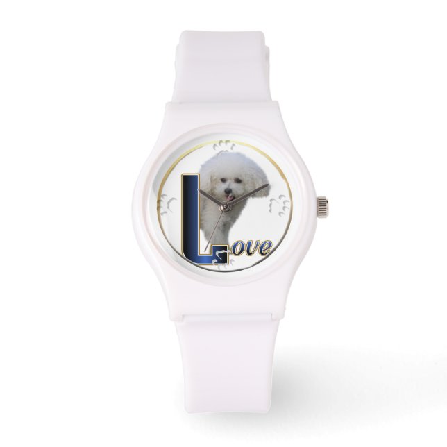 Bichon Frise Dog Art Armbanduhr (Vorderseite)