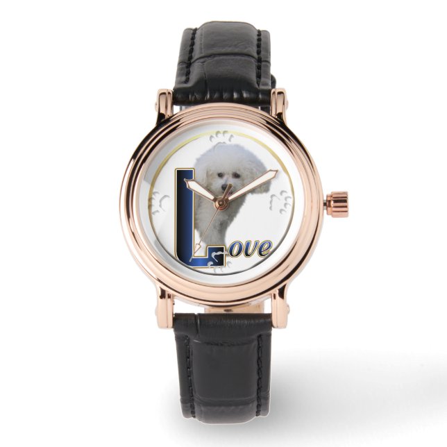 Bichon Frise Dog Art Armbanduhr (Vorderseite)