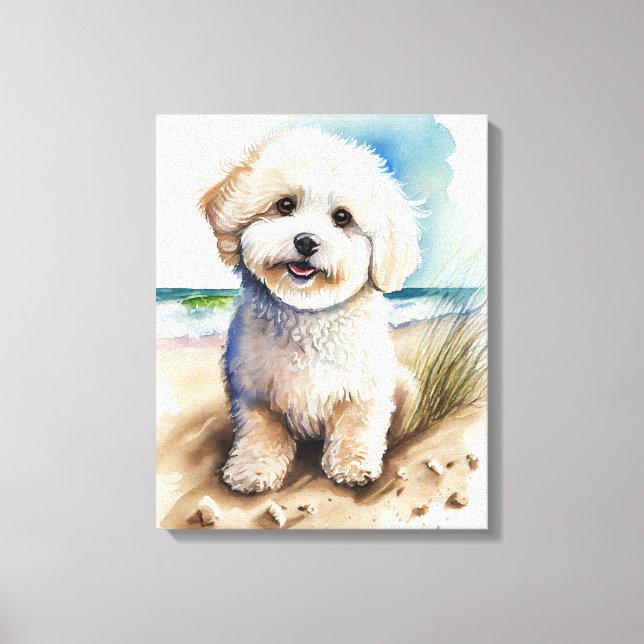Bichon Frise Dog Art Malerei Leinwanddruck (Vorderseite)