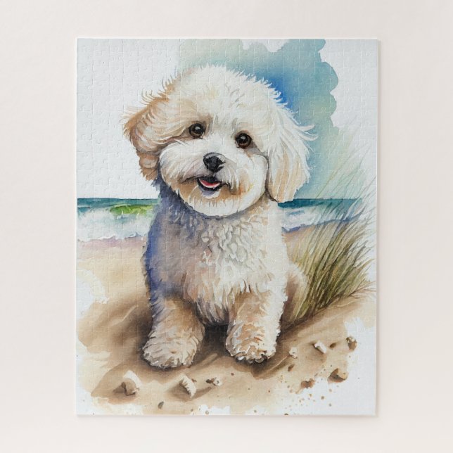 Bichon Frise Dog Art Malerei Puzzle (Vertikal)