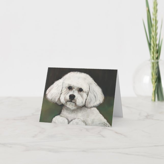 Bichon Frise Dog Art Note Card Karte (Vorderseite)