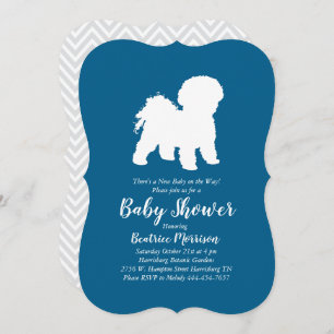 Bichon Frise Dog Baby Shower Boy Blue Einladung