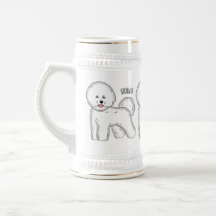 Bichon frise dog Cartoon Illustration Bierglas