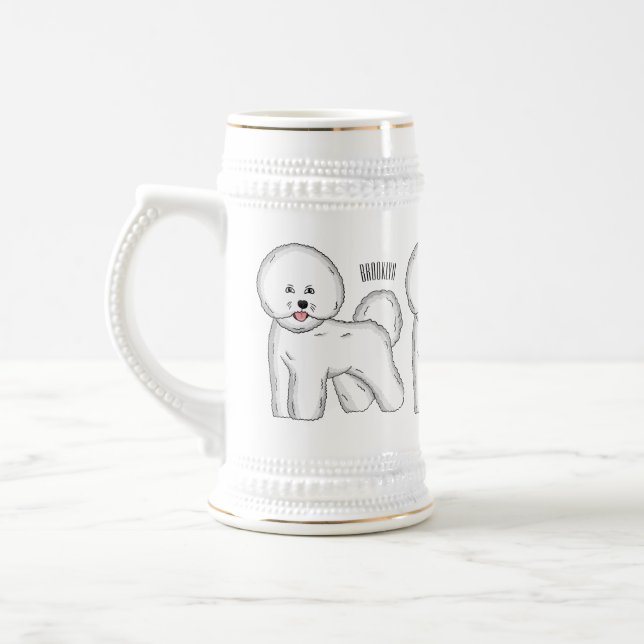 Bichon frise dog Cartoon Illustration Bierglas (Links)
