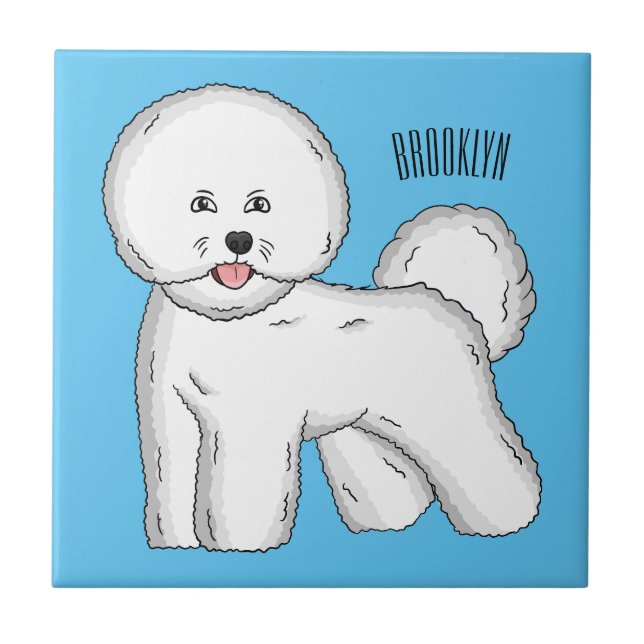 Bichon frise dog Cartoon Illustration Fliese (Vorderseite)