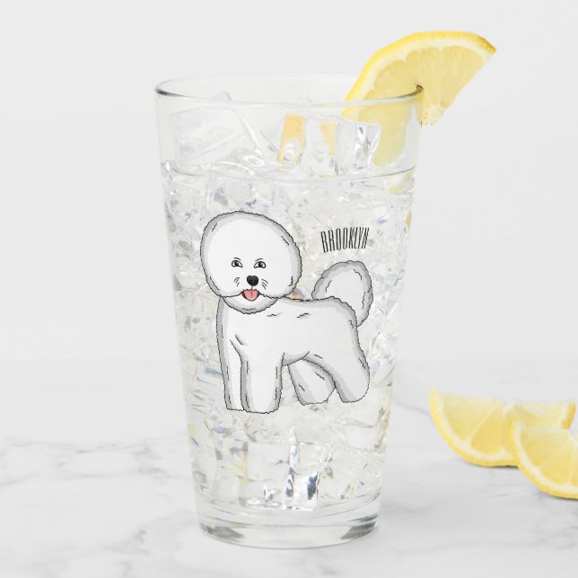 Bichon frise dog Cartoon Illustration Glas (Rückseite Ice)
