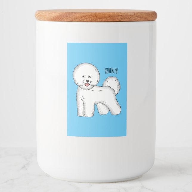 Bichon frise dog Cartoon Illustration Lebensmitteletikett (Vorderseite)