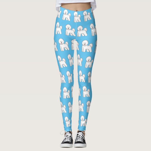 Bichon frise dog Cartoon Illustration Leggings (Vorderseite)