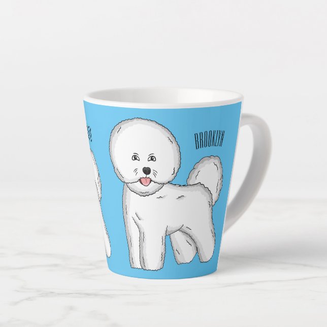 Bichon frise dog Cartoon Illustration Milchtasse (Rechte Ecke)