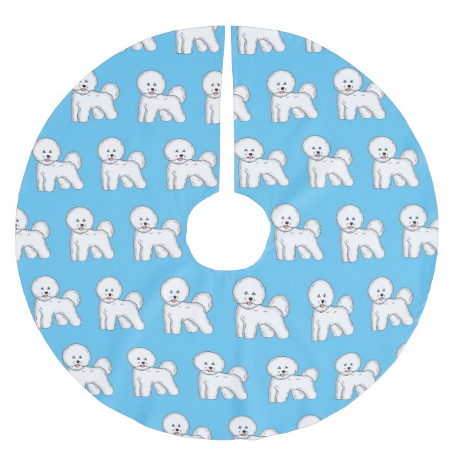 Bichon frise dog Cartoon Illustration Polyester Weihnachtsbaumdecke (Vorderseite)