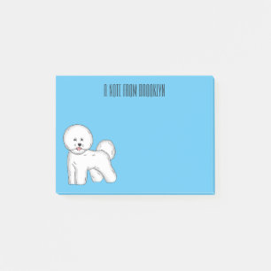 Bichon frise dog Cartoon Illustration Post-it Klebezettel