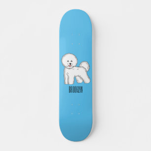 Bichon frise dog Cartoon Illustration Skateboard