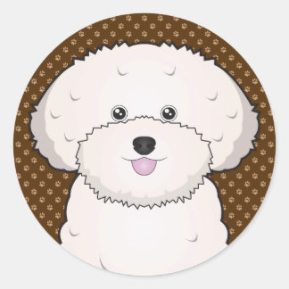 Bichon Frise Dog Cartoon Paws Runder Aufkleber