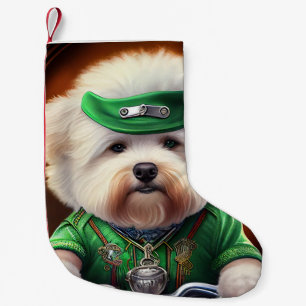 Bichon Frisé Dog Fahrrad St. Patrick's Day Kleiner Weihnachtsstrumpf