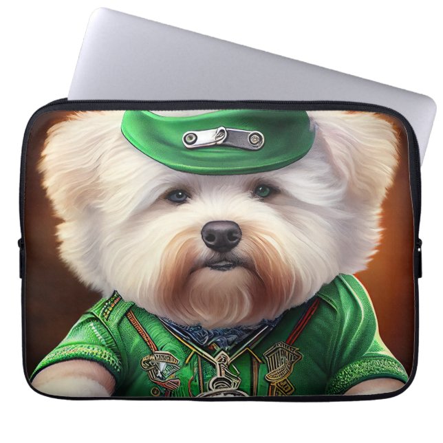 Bichon Frisé Dog Fahrrad St. Patrick's Day Laptopschutzhülle (Vorderseite)